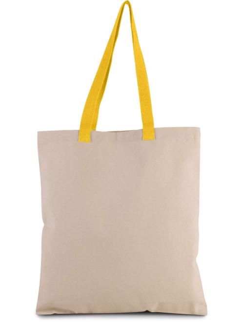 FLAT CANVAS SHOPPER WITH CONTRAST HANDLE
