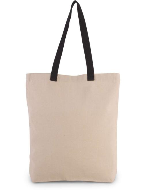 SHOPPER BAG WITH GUSSET AND CONTRAST COLOUR HANDLE