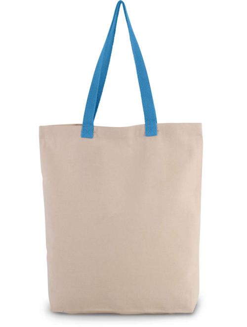 SHOPPER BAG WITH GUSSET AND CONTRAST COLOUR HANDLE