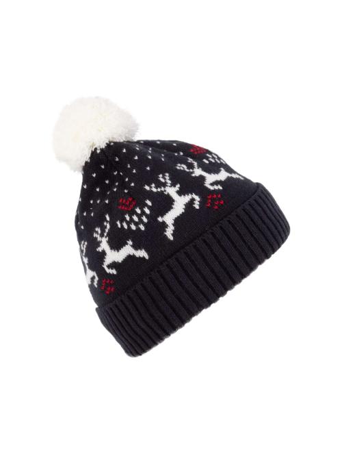 WINTER BEANIE WITH REINDEER DESIGN