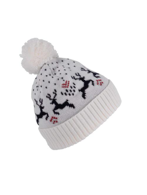WINTER BEANIE WITH REINDEER DESIGN