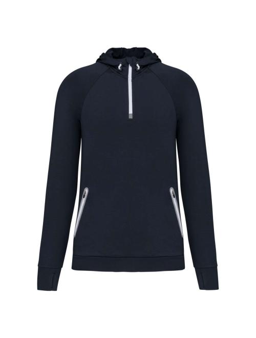 ZIP NECK HOODED SPORTS SWEATSHIRT