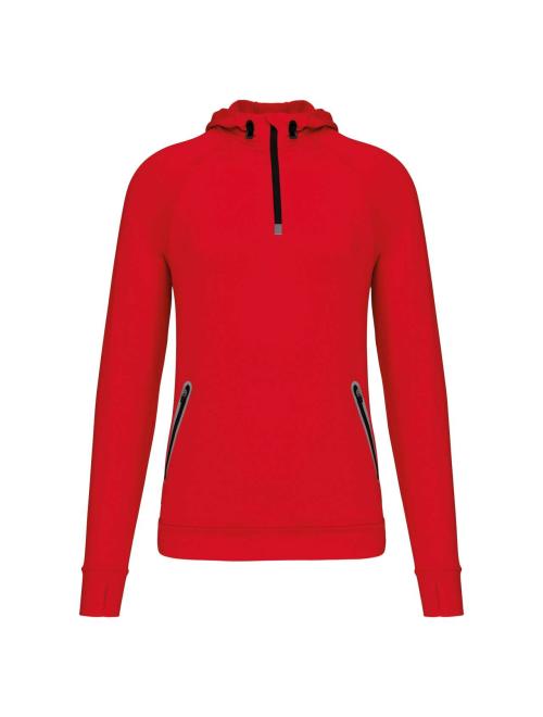 ZIP NECK HOODED SPORTS SWEATSHIRT