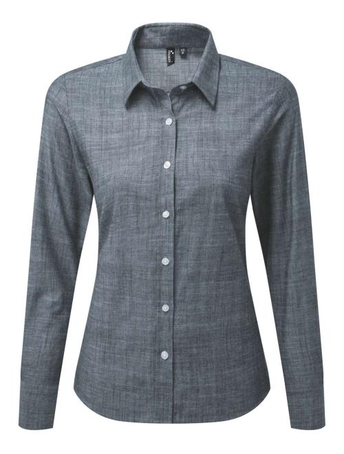 WOMEN'S COTTON SLUB CHAMBRAY LONG SLEEVE SHIRT