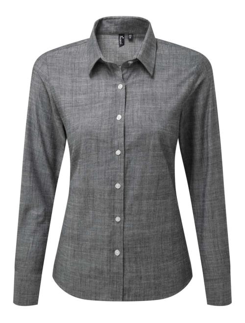 WOMEN'S COTTON SLUB CHAMBRAY LONG SLEEVE SHIRT