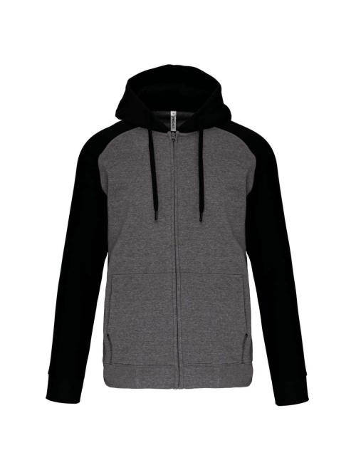 UNISEX TWO-TONE ZIPPED HOODED FLEECE JACKET
