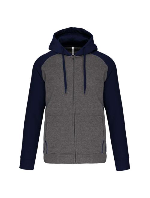 UNISEX TWO-TONE ZIPPED HOODED FLEECE JACKET