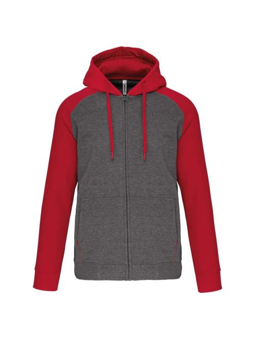 UNISEX TWO-TONE ZIPPED HOODED FLEECE JACKET