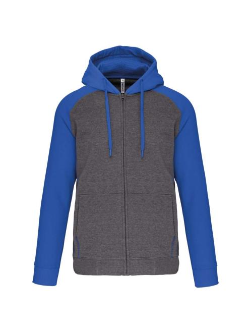 UNISEX TWO-TONE ZIPPED HOODED FLEECE JACKET