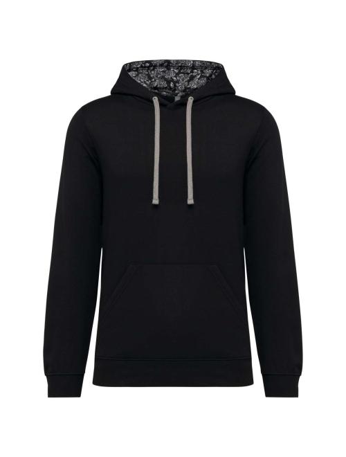 UNISEX CONTRAST PATTERNED HOODED SWEATSHIRT