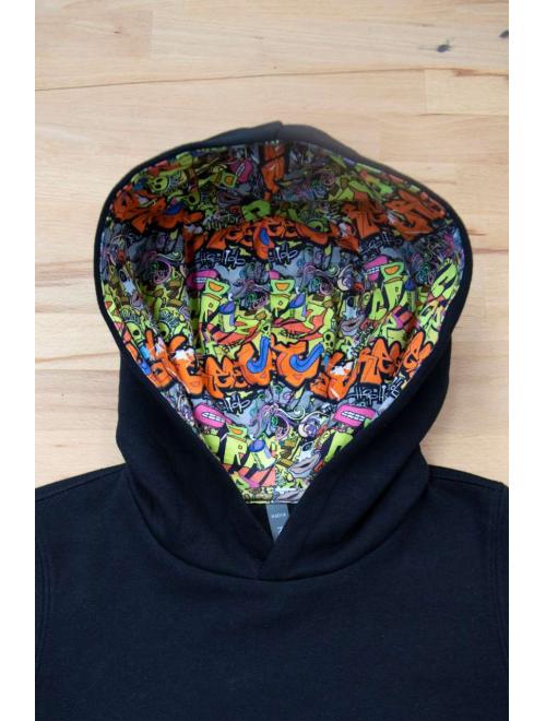 UNISEX KIDS CONTRAST PATTERNED HOODED SWEATSHIRT UNISEX KIDS CONTRAST PATTERNED HOODED SWEATSHIRT