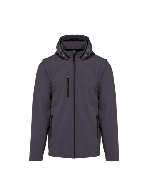UNISEX 3-LAYER SOFTSHELL HOODED JACKET WITH REMOVABLE SLEEVES UNISEX 3-LAYER SOFTSHELL HOODED JACKET WITH REMOVABLE SLEEVES