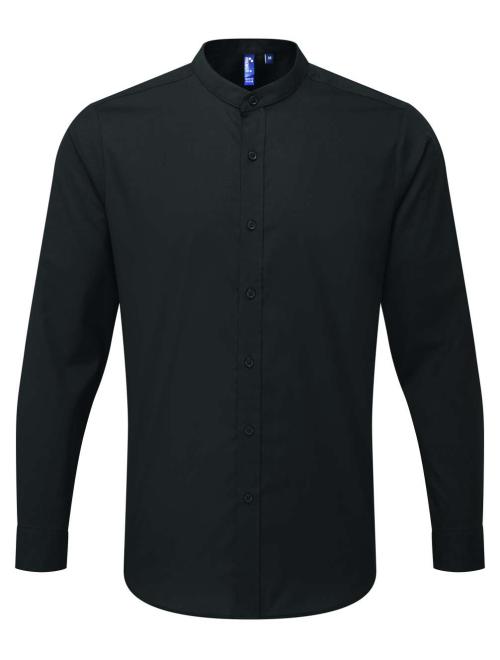 BANDED COLLAR 'GRANDAD' LONG SLEEVE SHIRT