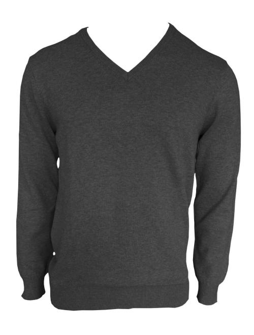 MEN’S V-NECK FINE GAUGE COTTON PULLOVER