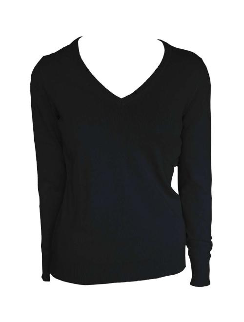 WOMEN’S V-NECK FINE GAUGE COTTON PULLOVER