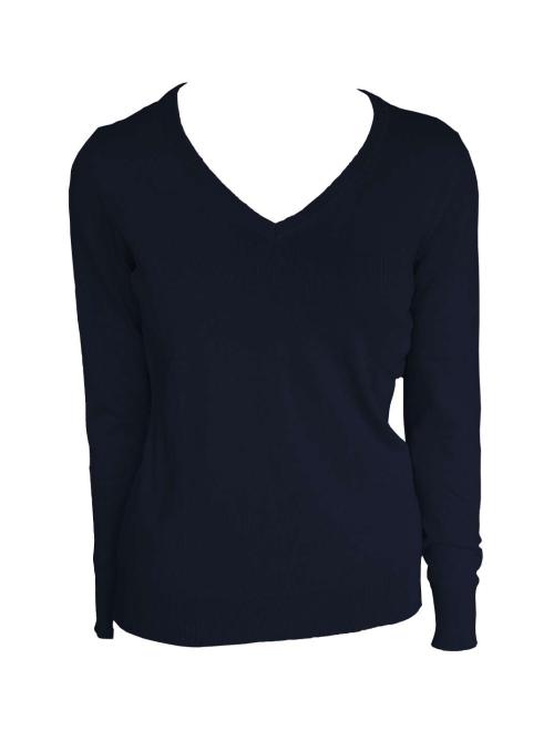 WOMEN’S V-NECK FINE GAUGE COTTON PULLOVER