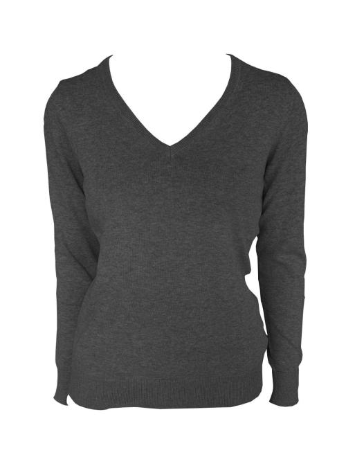 WOMEN’S V-NECK FINE GAUGE COTTON PULLOVER