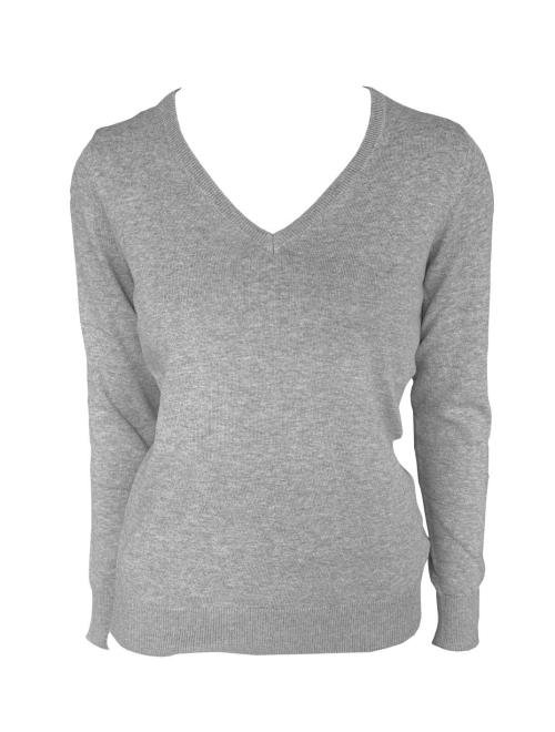 WOMEN’S V-NECK FINE GAUGE COTTON PULLOVER