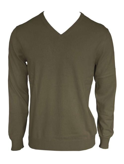 MEN’S V-NECK FINE GAUGE COTTON PULLOVER