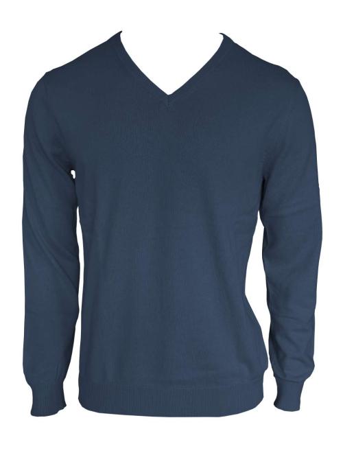MEN’S V-NECK FINE GAUGE COTTON PULLOVER