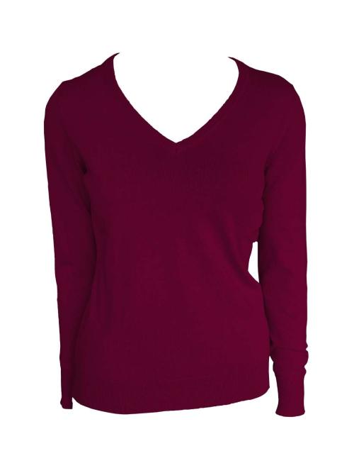 WOMEN’S V-NECK FINE GAUGE COTTON PULLOVER