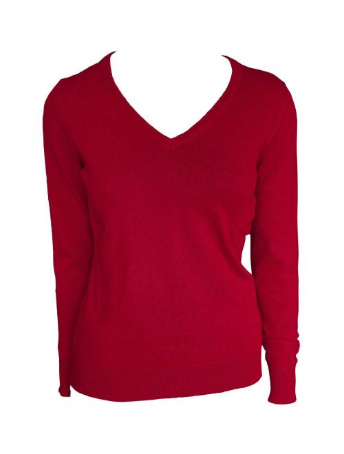 WOMEN’S V-NECK FINE GAUGE COTTON PULLOVER