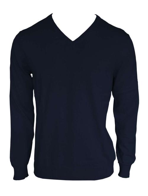 MEN’S V-NECK FINE GAUGE COTTON PULLOVER
