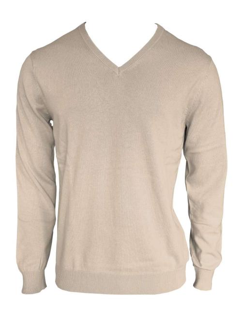 MEN’S V-NECK FINE GAUGE COTTON PULLOVER