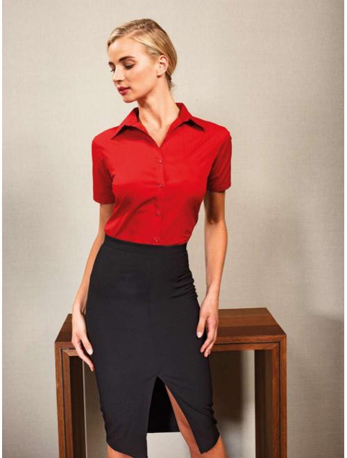 WOMEN'S SHORT SLEEVE POPLIN BLOUSE WOMEN'S SHORT SLEEVE POPLIN BLOUSE