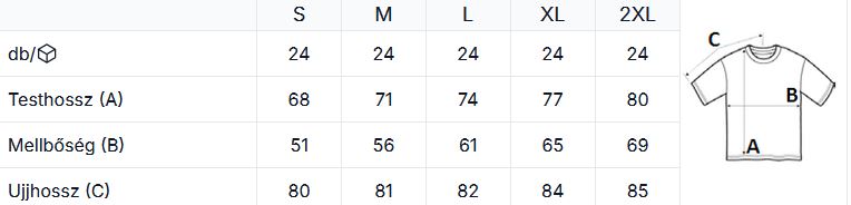BASEBALL HOODIE mérettáblázat BASEBALL HOODIE mérettáblázat