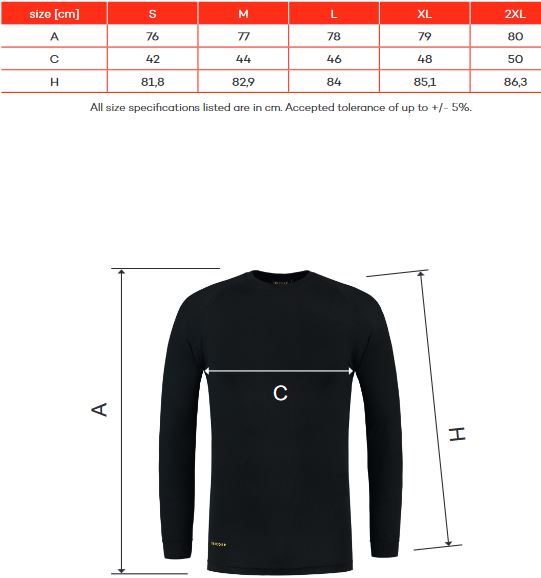 Thermal Shirt mérettáblázat Thermal Shirt mérettáblázat