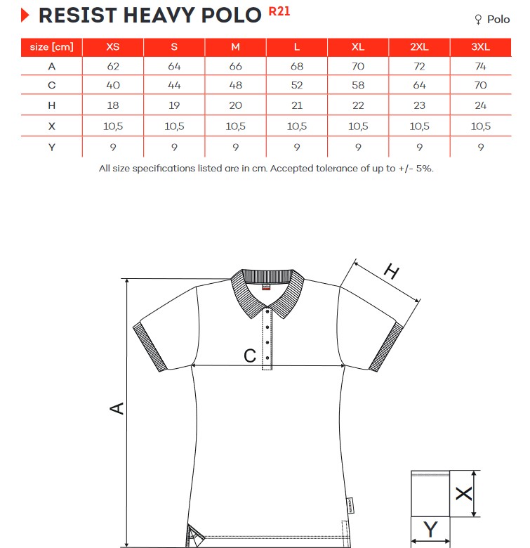 Resist Heavy Polo mérettáblázat Resist Heavy Polo mérettáblázat